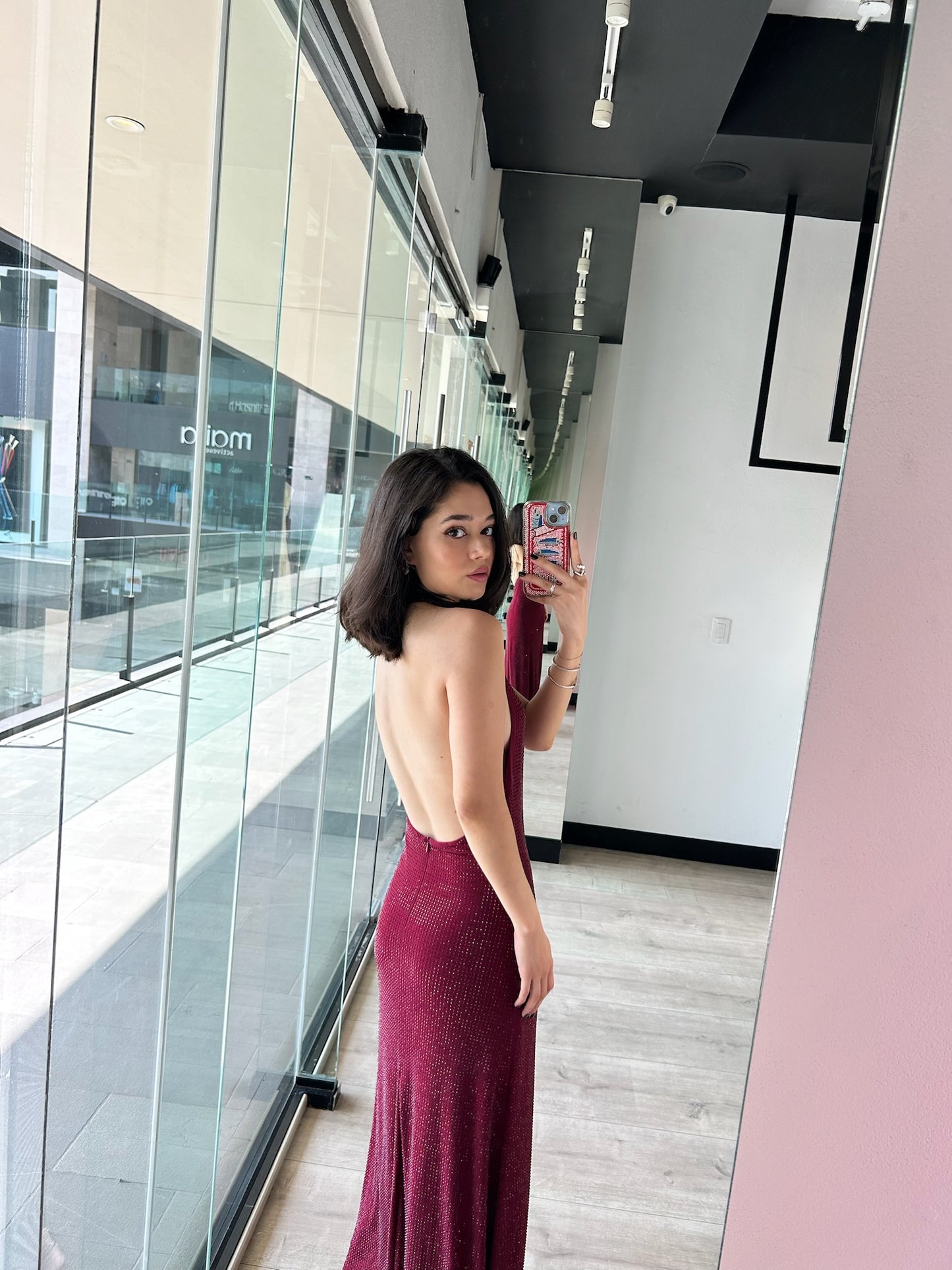 Red Wine Halter Dress
