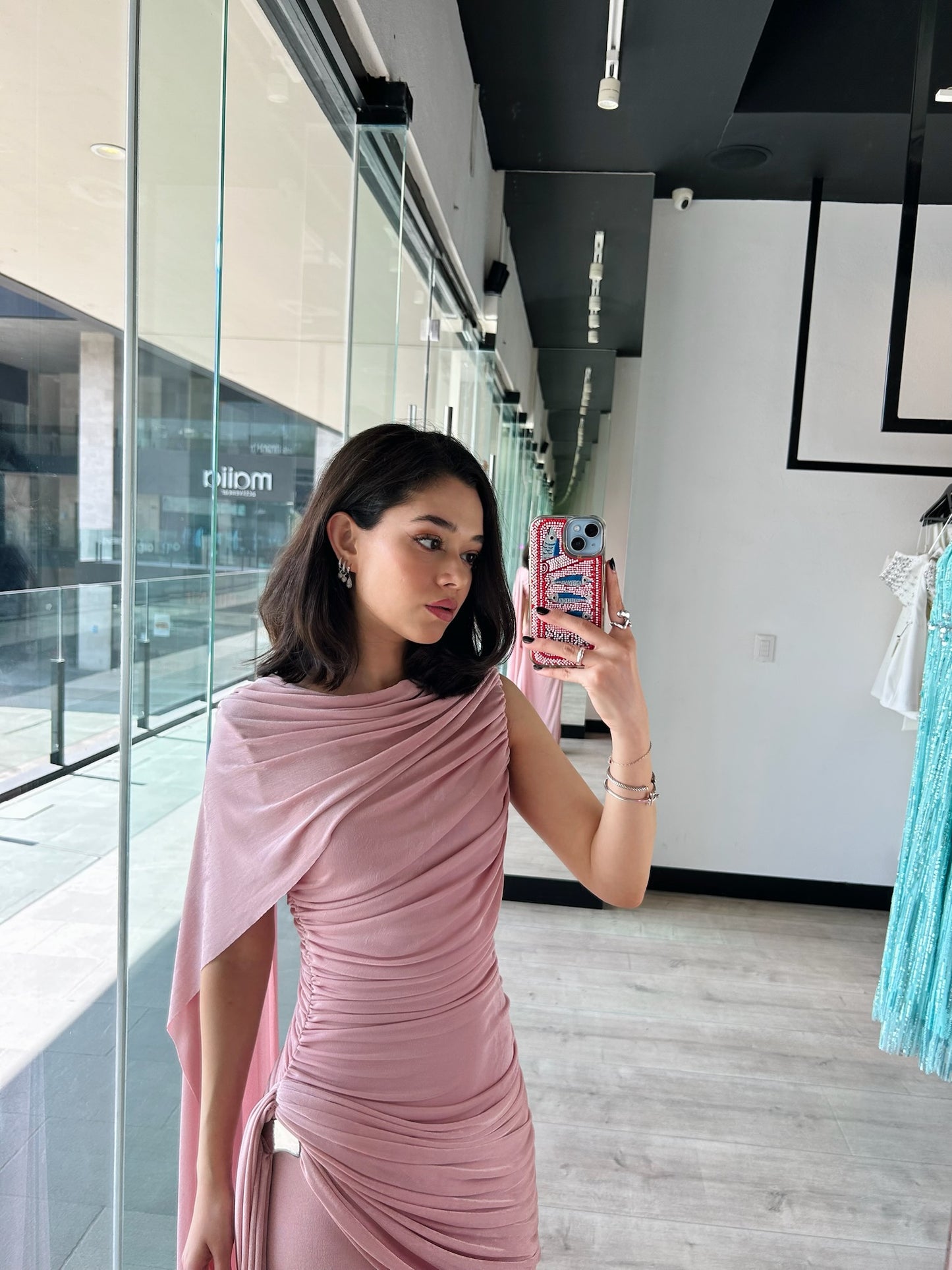 Pink Asymmetrical Maxi Dress