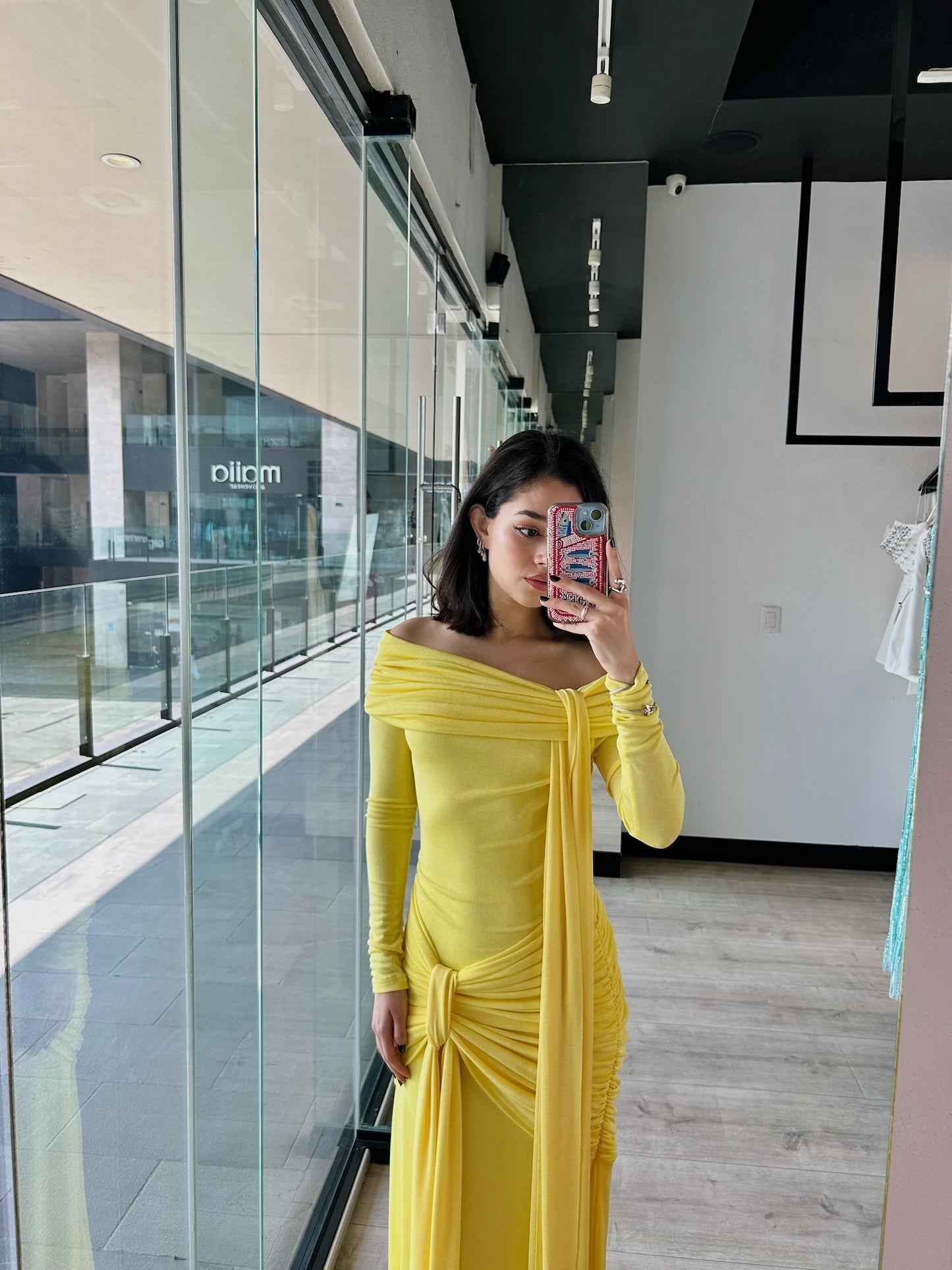 Yellow Diagonal Maxi Dress
