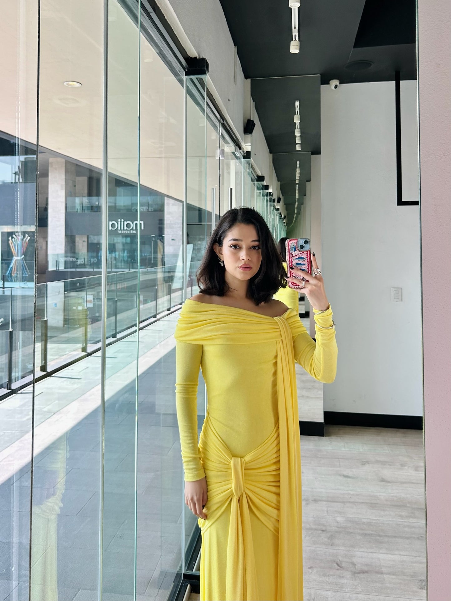 Yellow Diagonal Maxi Dress