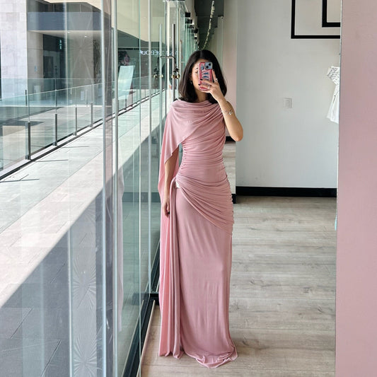 Pink Asymmetrical Maxi Dress